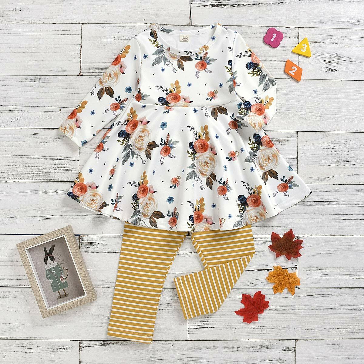 Aimaopao Toddler Girls Red Floral Tunic Top & Pants Set Size 6T
