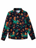 Boys Halloween Dinosaur Shirt Size 10 Long Sleeve Pumpkin Button Up