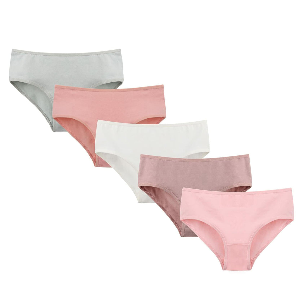 Donella Teen Girls Cotton Bikini Panties 5 Pack Black Mid Waist Size 14-15