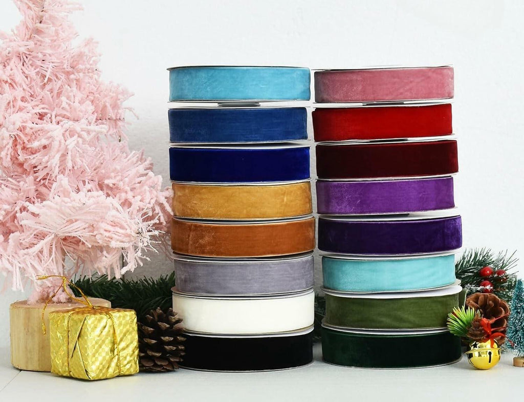 Abbaoww Ivory Velvet Ribbon 1 Inch Single Face, 25 Yards for Gift & DIY