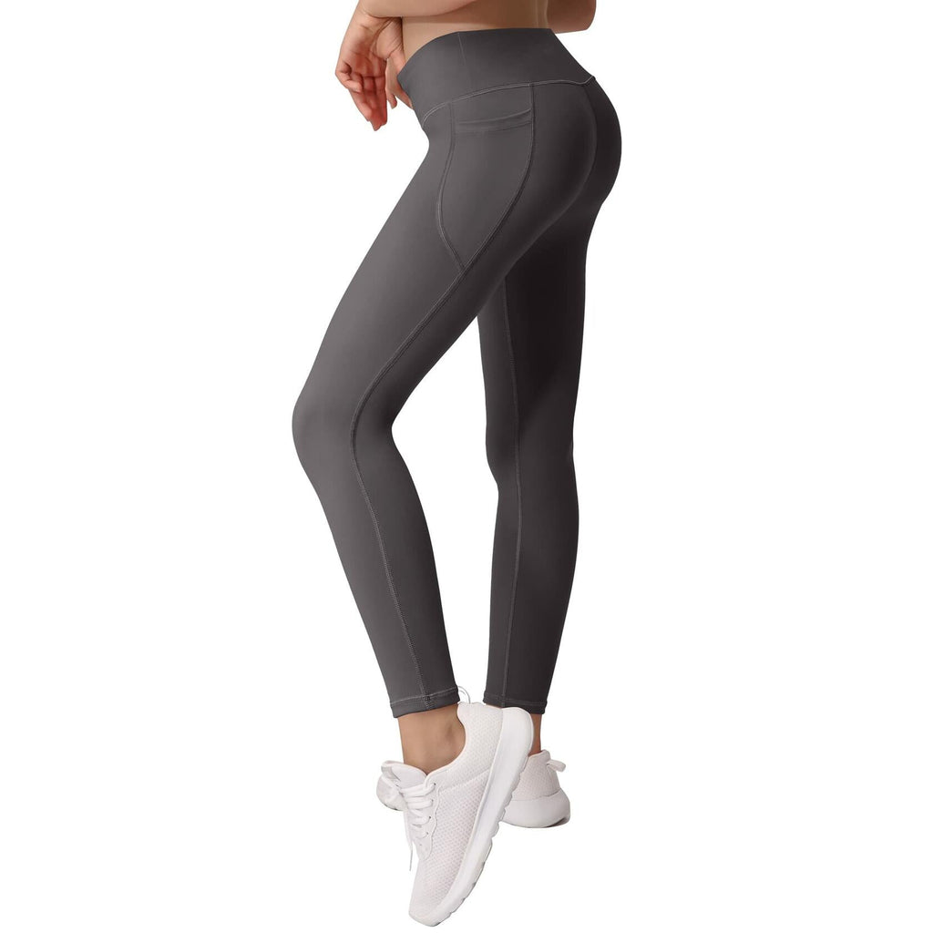 BHRIWRPY 4-Pack Girls Yoga Leggings with 2 Pockets Kids Active Workout Pants