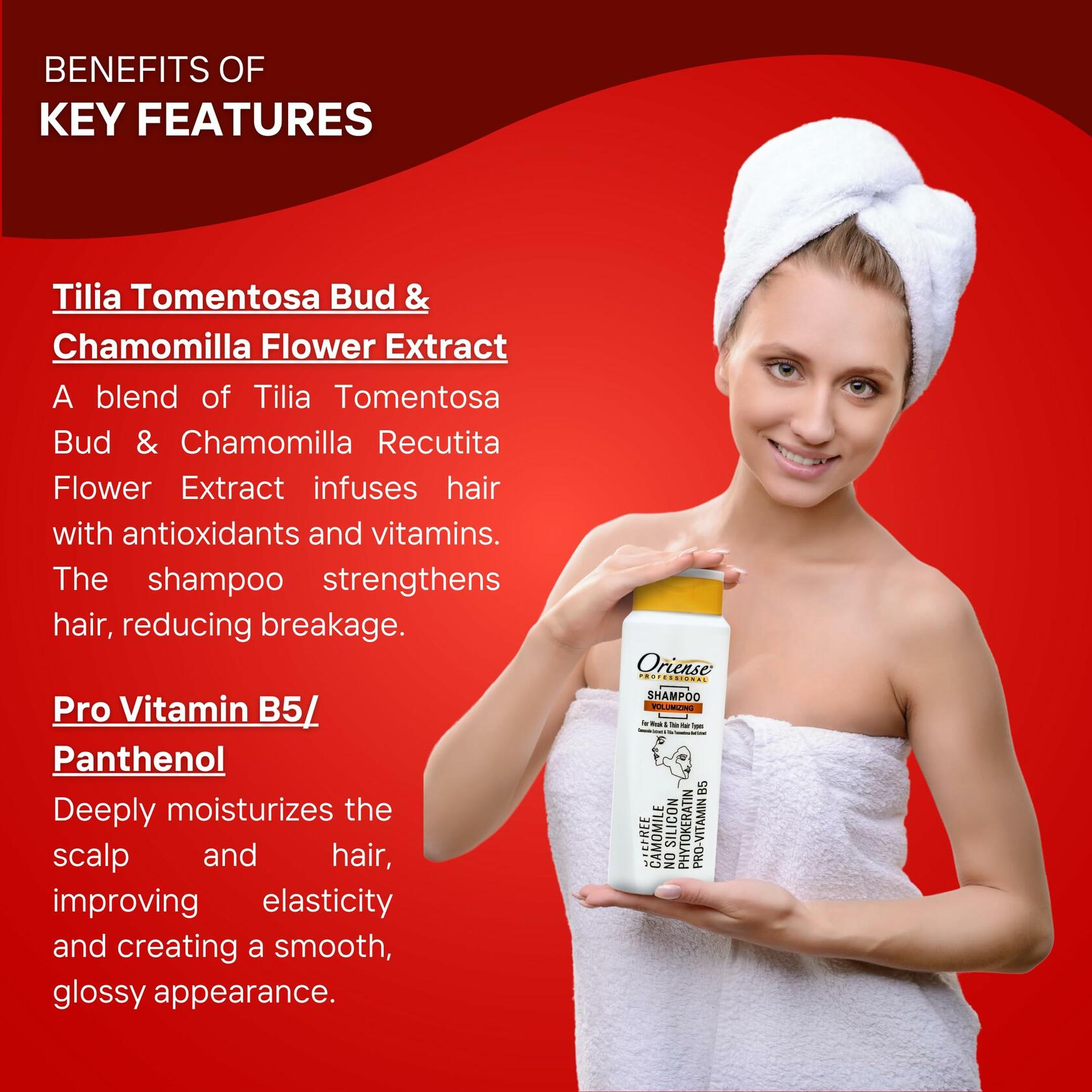 Oriense Volumizing Shampoo 20.2oz Chamomile & Tilia Silicone Paraben Free