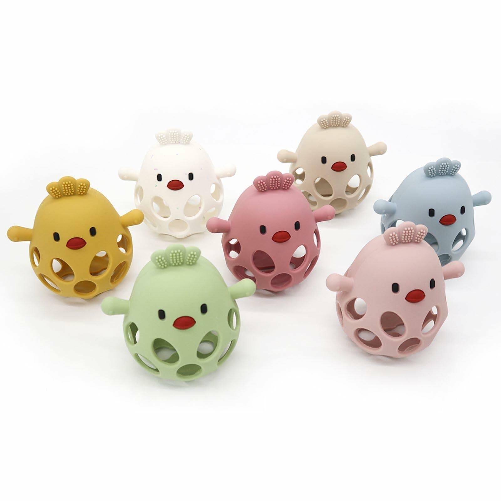KIAANS Baby Teething Toy Silicone Hollow Chick White BPA Free Sensory Teether