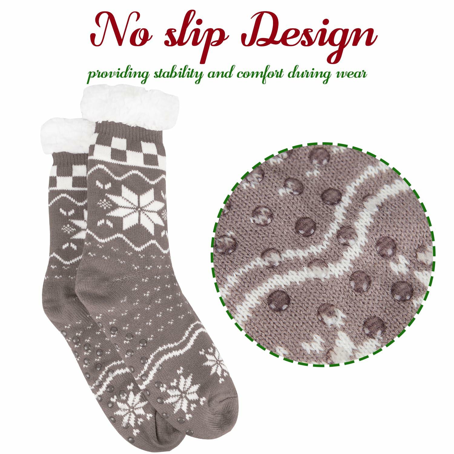 Kiddokids Women's Fuzzy Slipper Socks with Grippers Warm Cozy Fleece - One Size