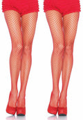 Leg Avenue Industrial Net Panty Hose 2 Pair Red Wide Fishnet Size One Size