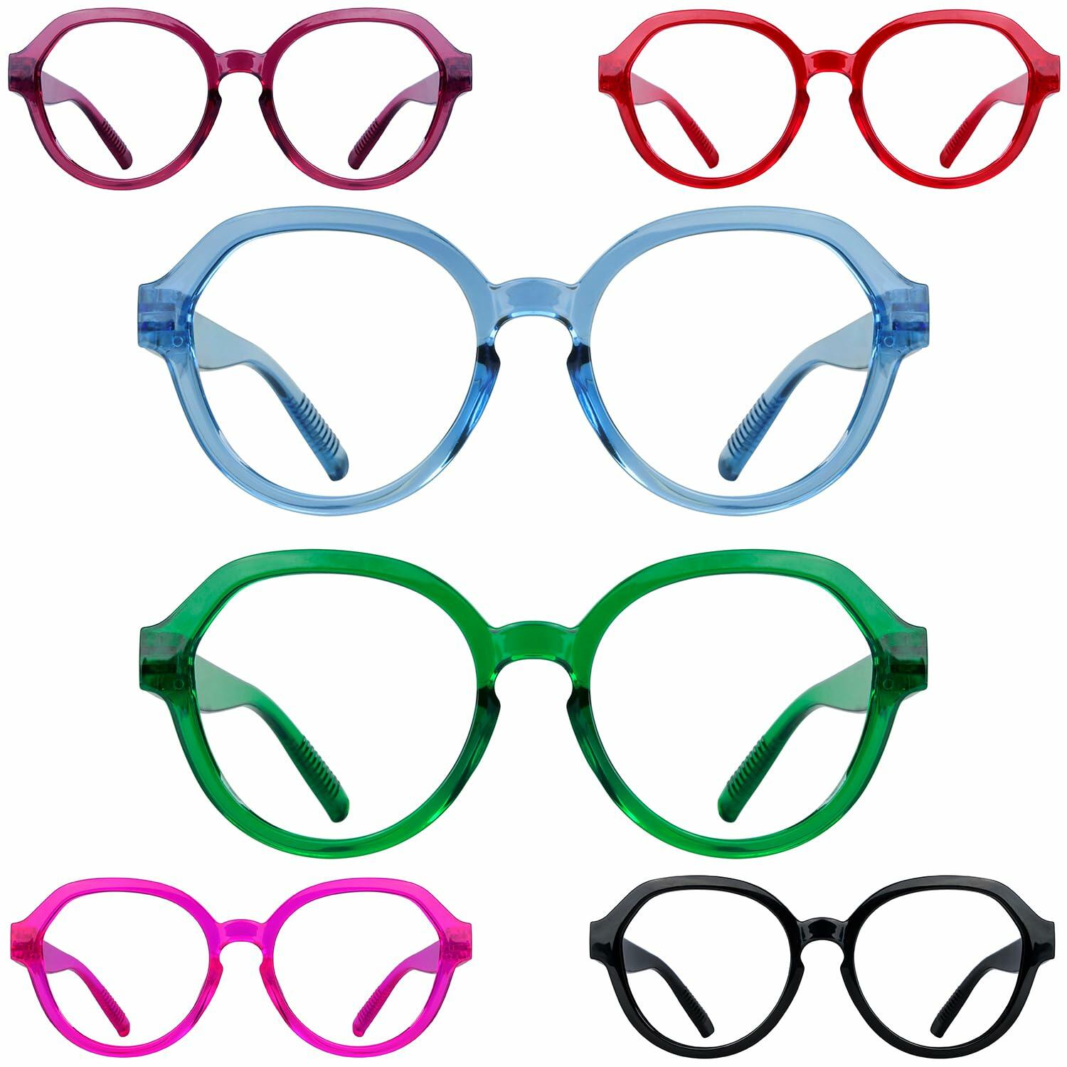 BLUELESS 6-Pack Oversized Reading Glasses +3.50 Metalless Screwless Spring