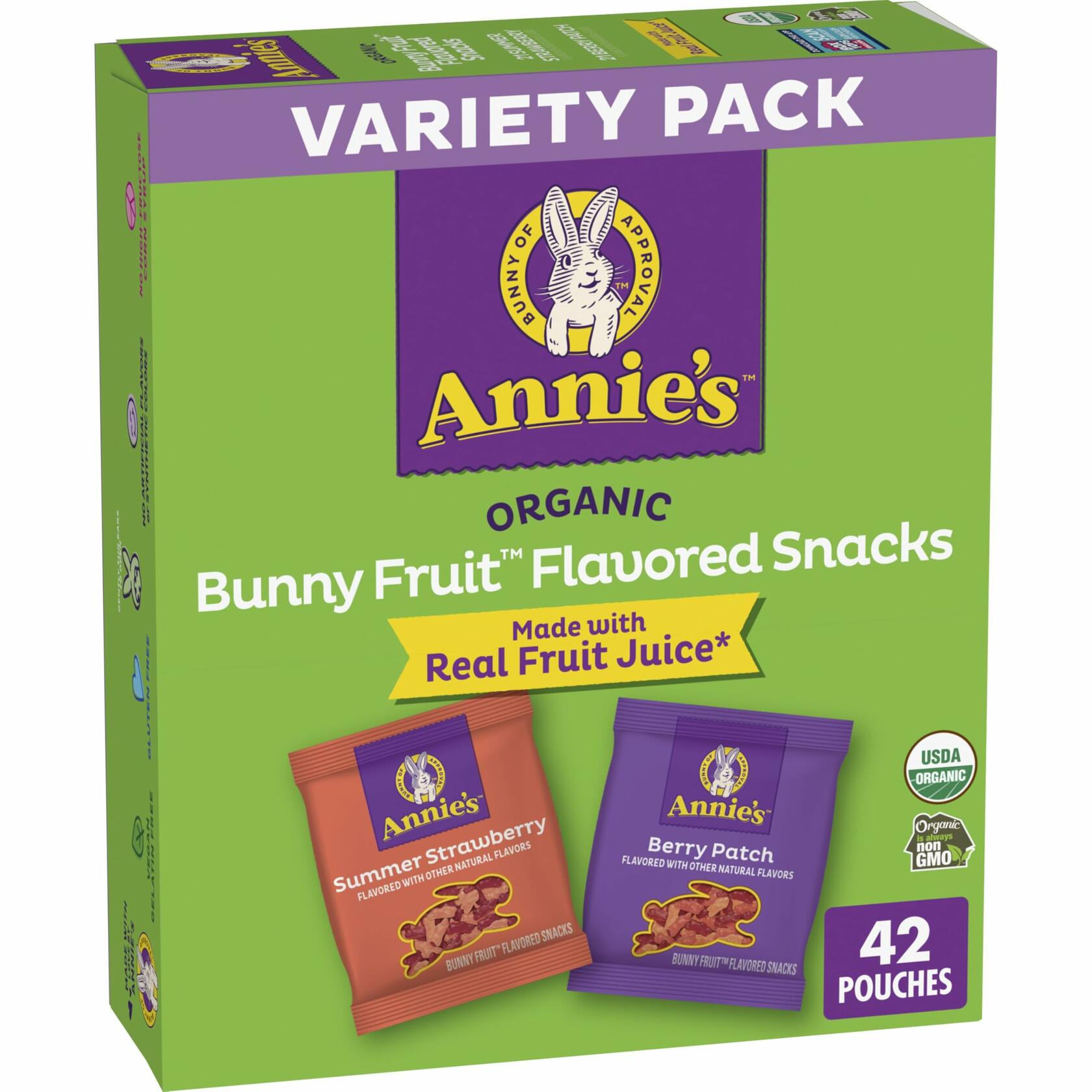 BestBy03/25 Annie's Organic Bunny Fruit Snacks Variety Pack 42 Count 29.4oz