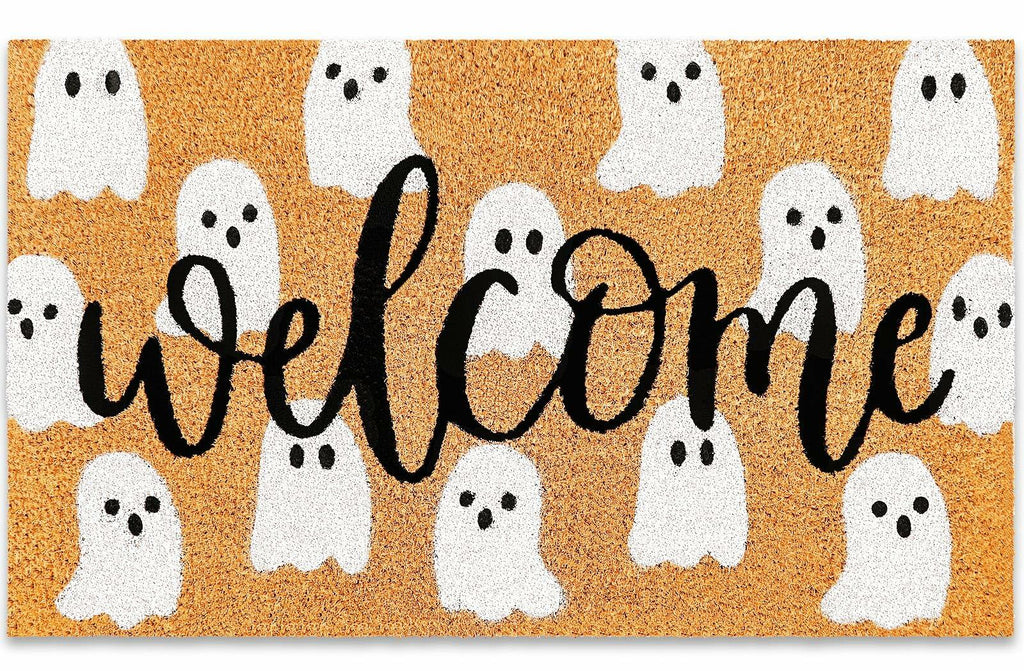 JarThenaAMCS Halloween Coir Doormat Cute Ghost Non-Slip 16.5x29 Inch