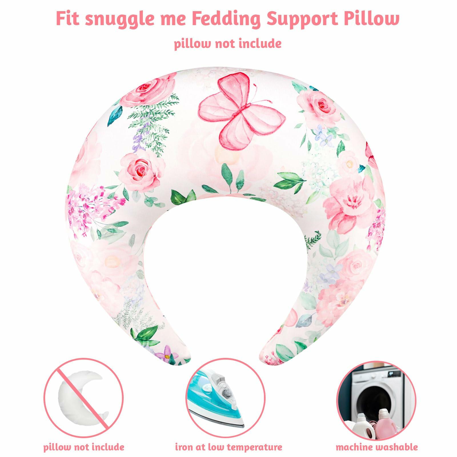 CARUILI Nursing Pillow Cover Pink Floral Ultra Soft Comfortable Only Case