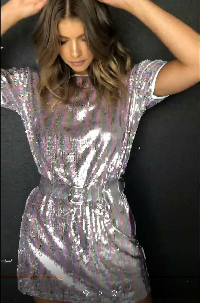 Field Day Sequin Dress Rainbow Festival Short Sleeve Size M