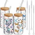 Cunhill 4pc 16oz Iced Coffee Glasses Set Pumpkin Bamboo Lid & Straw