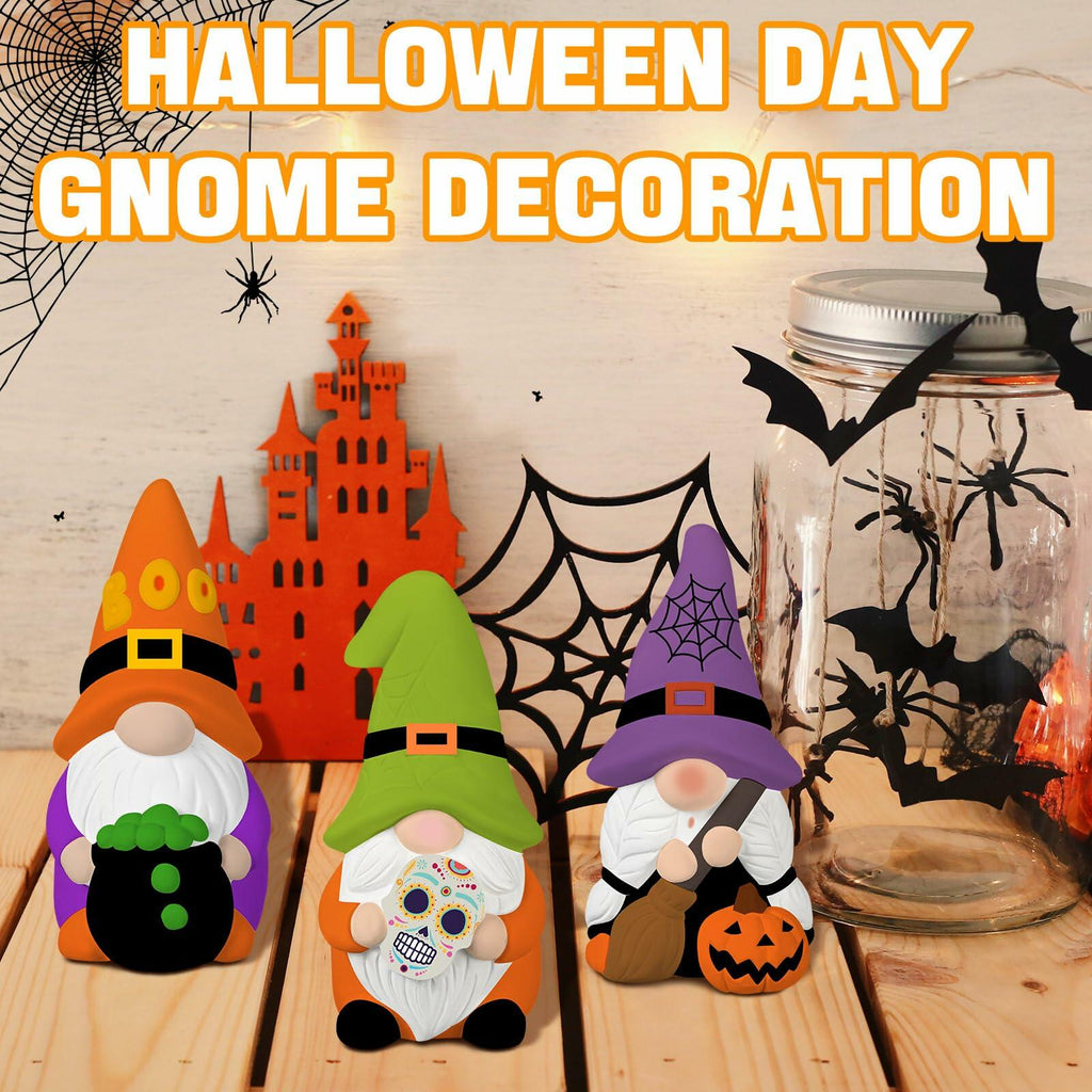 Youyole 3 Pack 4" Unpainted Gnome Statues DIY Craft Halloween Decor