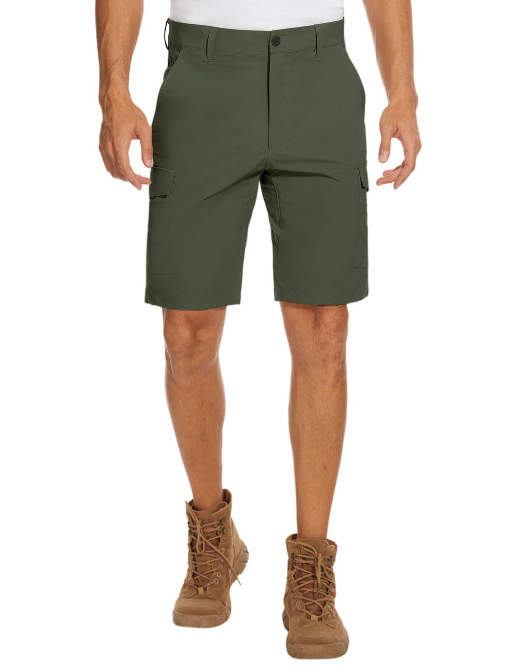 PULI Men's Cargo Shorts Army Green Classic Fit Stretch Size 34