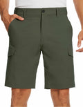 PULI Men's Cargo Shorts Army Green Classic Fit Stretch Size 34