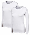 WANAYOU Women's Compression Shirt Long Sleeve Dry Fit White 2 Pack Size L
