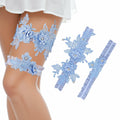 AHQiZFX Wedding Garter Set 2pcs Blue Large Soft Lace Stretchy for Bride New