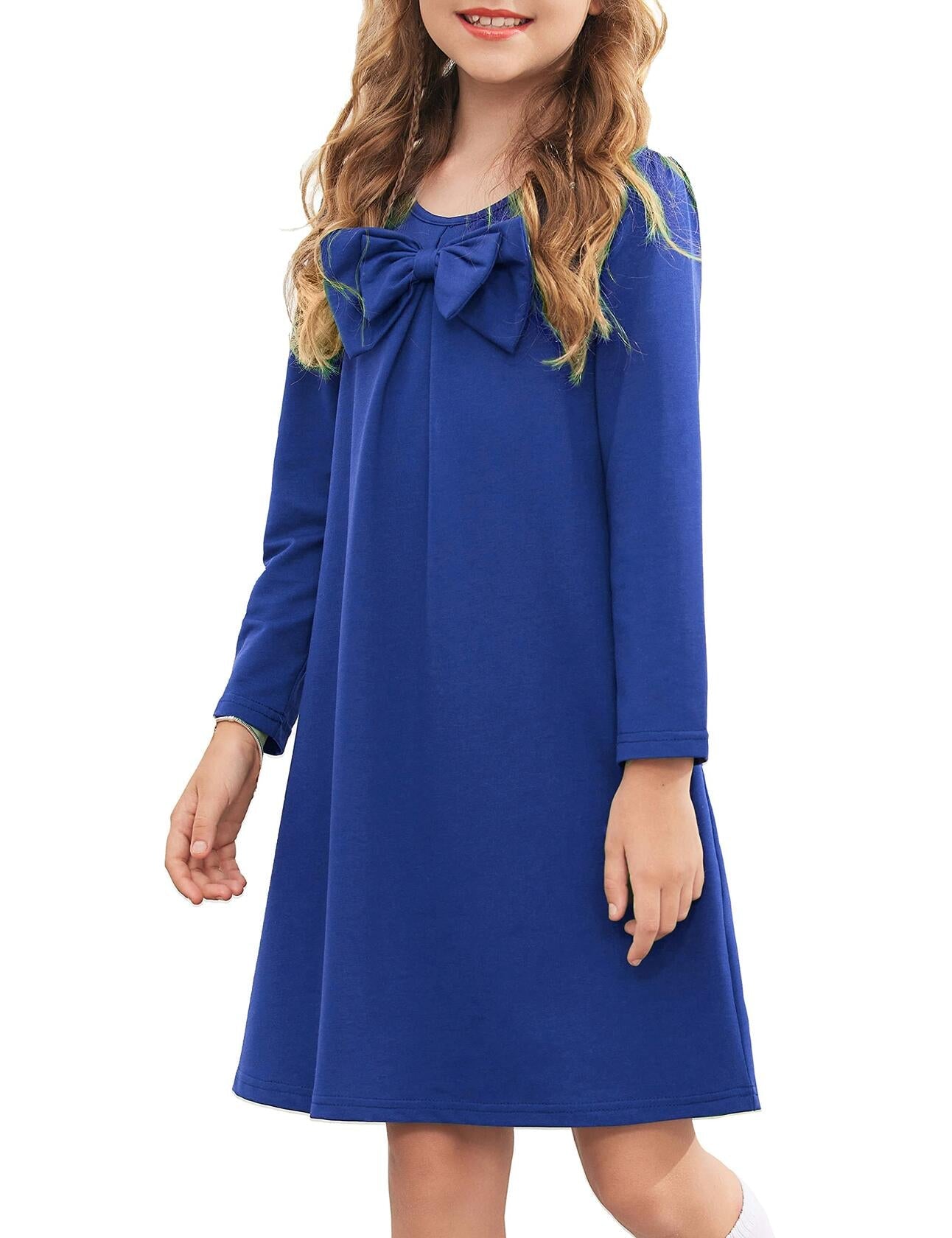 Arshiner Toddler Girl Cotton Long Sleeve Royal Blue Dress 4T New