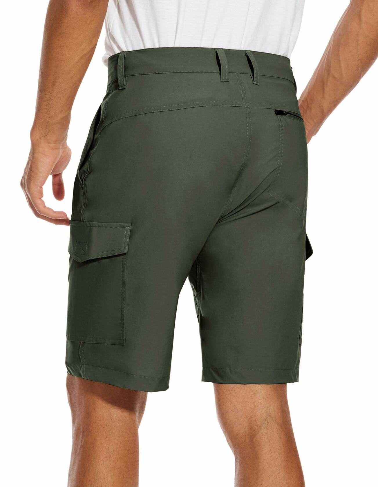PULI Men's Cargo Shorts Army Green Classic Fit Stretch Size 34