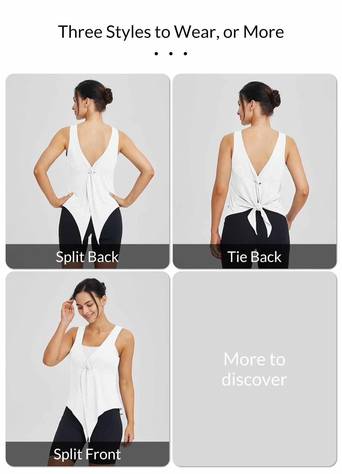baleaf Women's White Sleeveless Workout Yoga Tank Top Loose Fit Size L