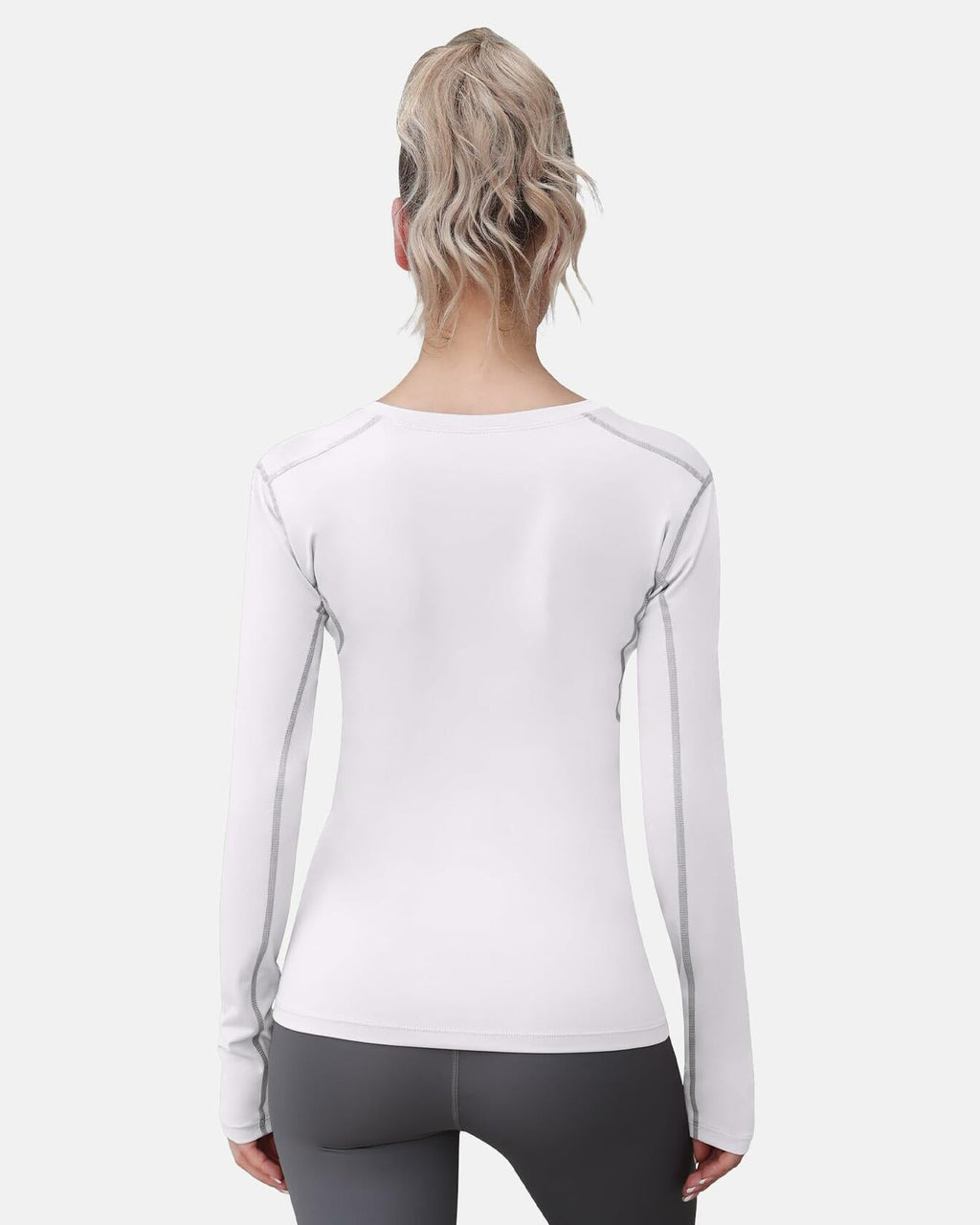 WANAYOU Women's Compression Shirt Long Sleeve Dry Fit White 2 Pack Size L