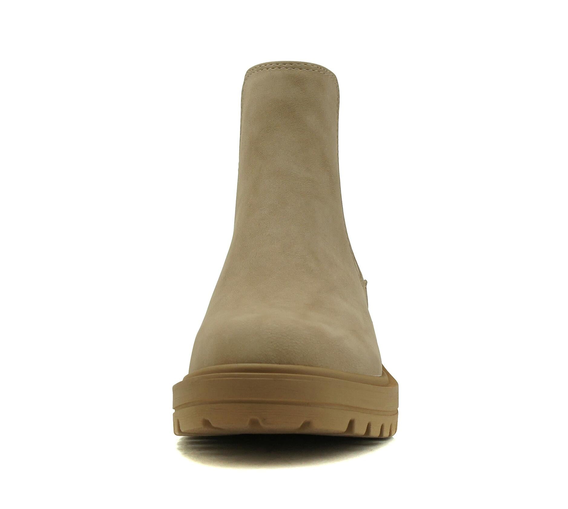 Soda Pilot Women's Beige Lug Sole Low Heel Chelsea Ankle Bootie Size 7 Med