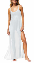 BWQ Women Bikini Cover Up Dress Sheer Spaghetti Straps White Size XL