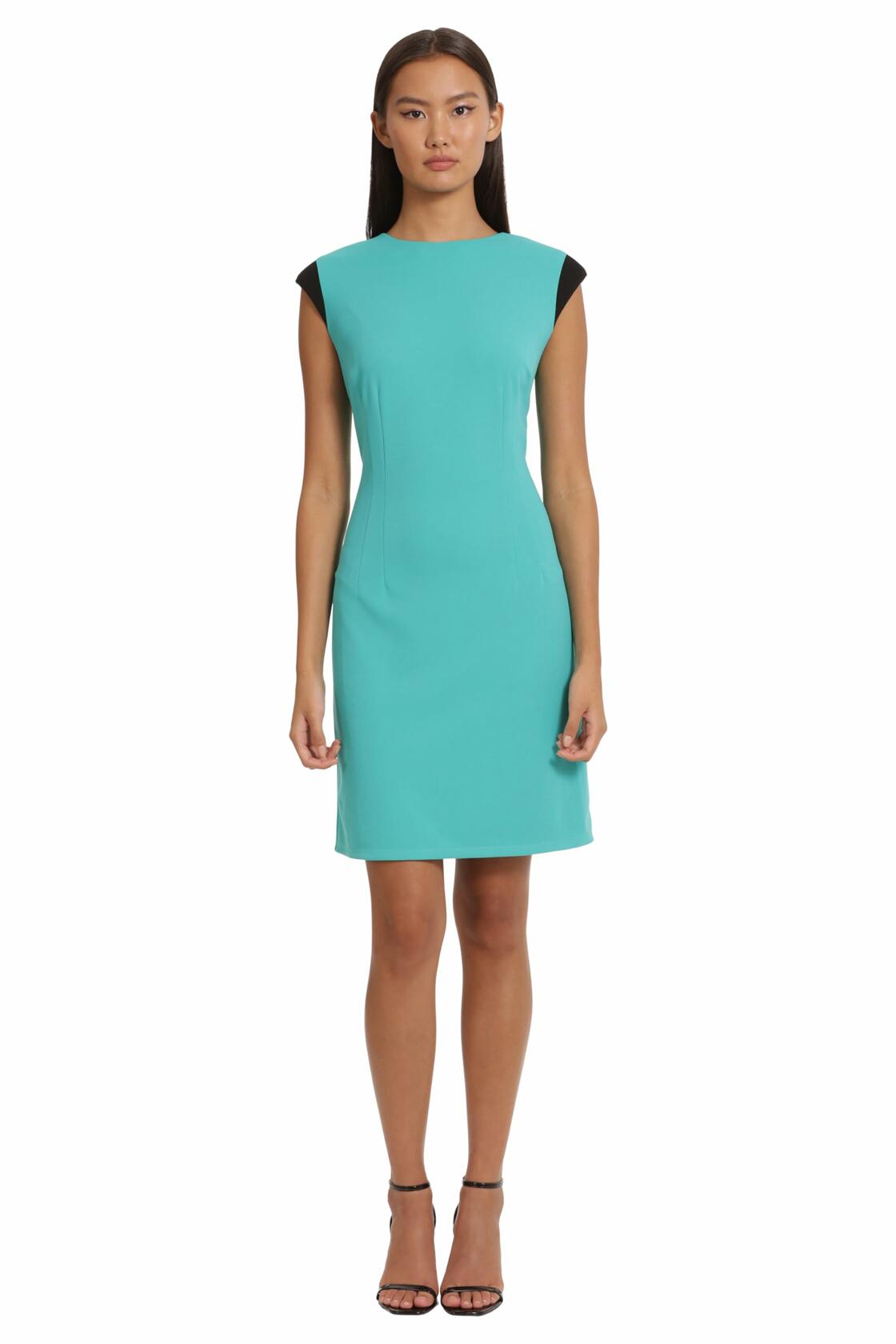 Donna Morgan Women's Teal Green Extended Shoulder Cap Sleeve Sheath Dress Size 4