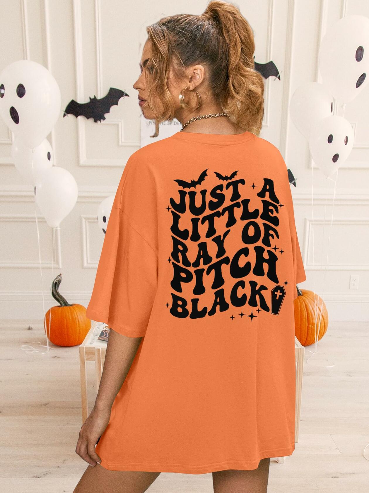 Just A Little Ray Pitch Black T-Shirt XL Oversized Goth Halloween Tee