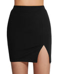 MANGOPOP Women's Ribbed Bodycon Mini Skirt High Waist Size S