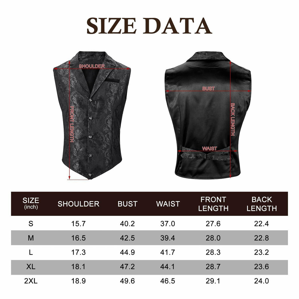 Century Star Men's Gold Vest Steampunk Pirate Western Formal XXL