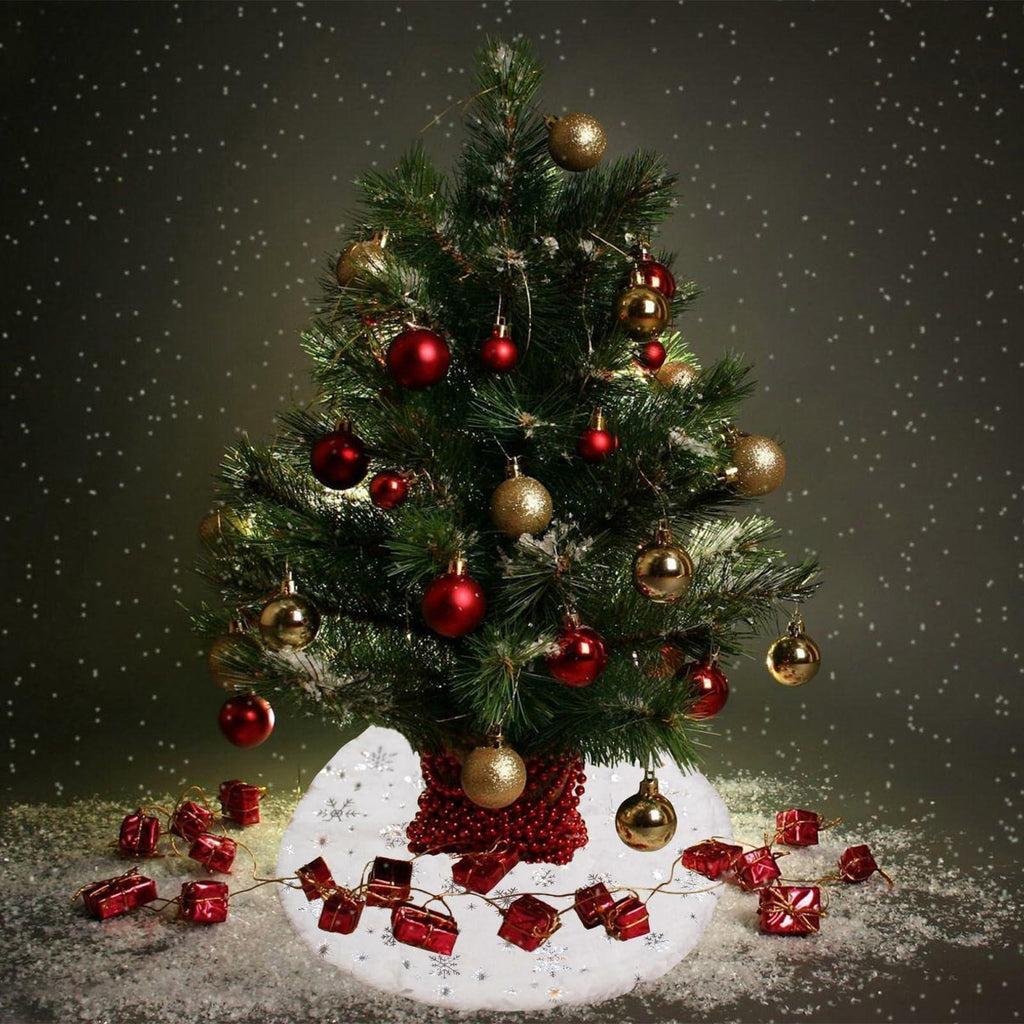 4-Pack Mini Christmas Tree Skirts 15" White Xmas Holiday Decor