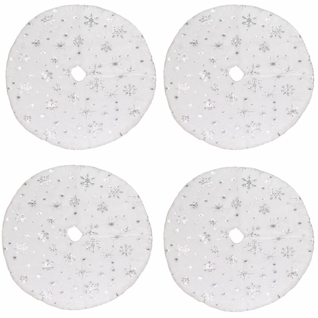 4-Pack Mini Christmas Tree Skirts 15" White Xmas Holiday Decor