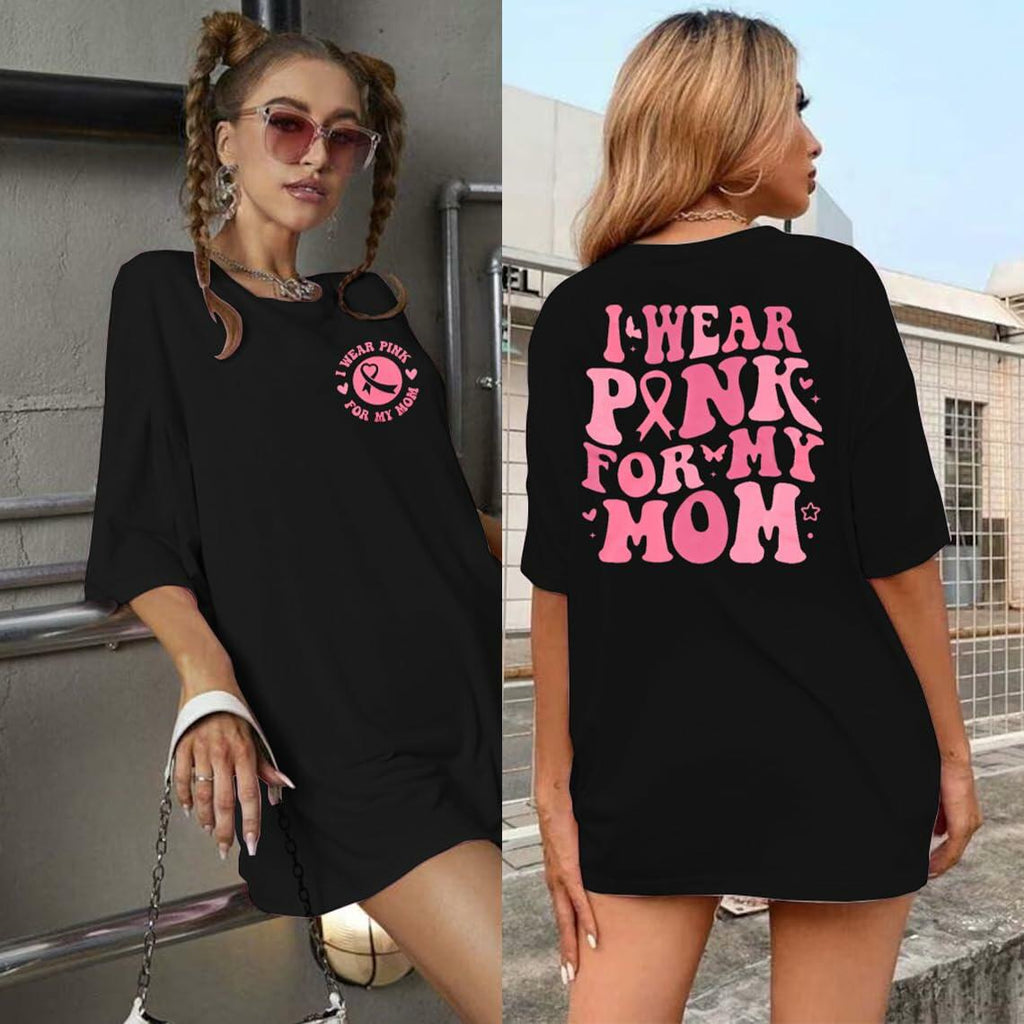 FASHGL Pink Ribbon Breast Cancer Awareness T-Shirt Women Pink Tee - Size S