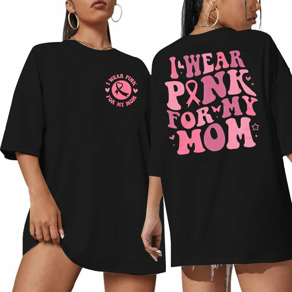 FASHGL Pink Ribbon Breast Cancer Awareness T-Shirt Women Pink Tee - Size S