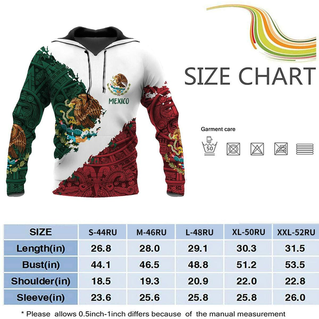 FAYBA Mexican Hoodie 3D Print Casual Pullover White 2XL Aztec Style