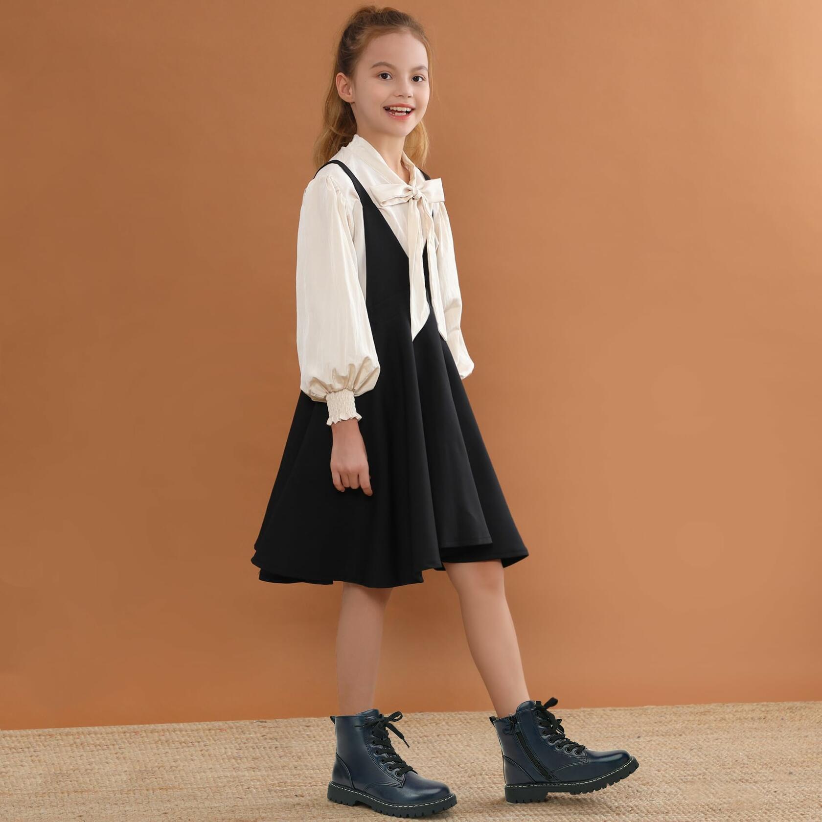firelli Kids Ankle Boots Navy Side Zipper Lace Up Combat Boots Size 1 US