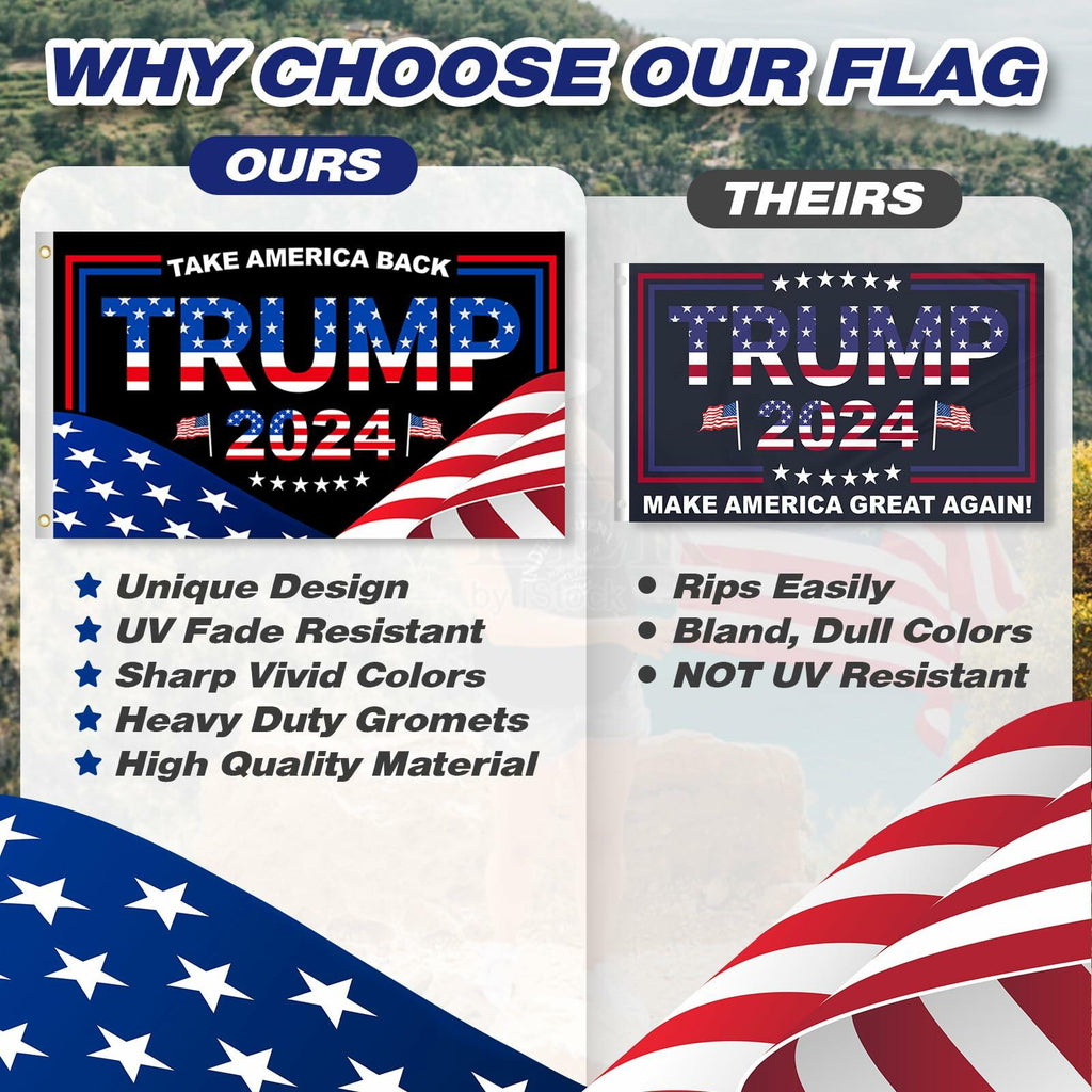 Trump 2024 Flag 3x5 FT Double Sided UV Resistant Banner with 2 Brass Grommets