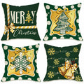 Fahrendom 4-Pack 16x16 Red Green Xmas Tree Snowflake Outdoor Pillow Covers