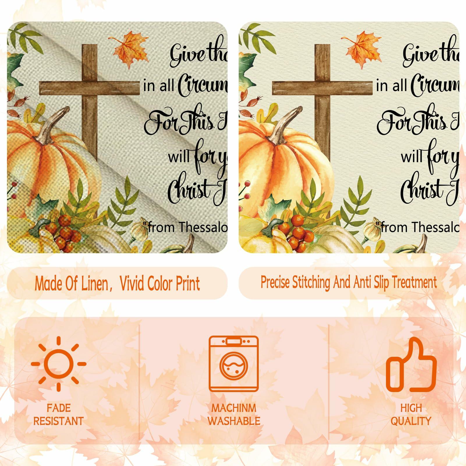 Vintage Thanksgiving Placemats Linen Pumpkin Leaves 12x18in 4PCS