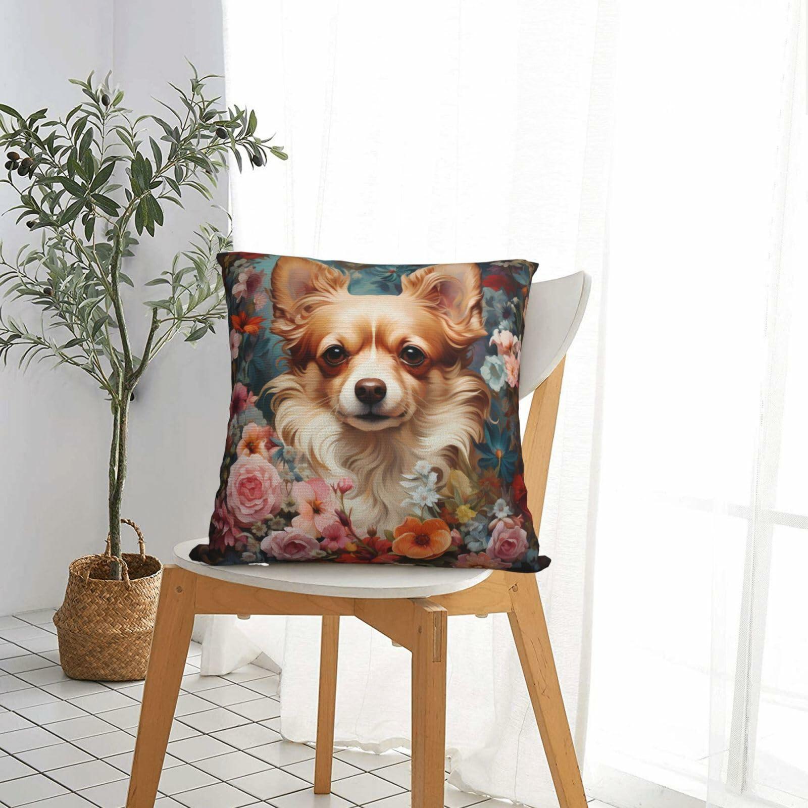 Keebik William Morris Dog Throw Pillow Cover Vintage Style Soft 18x18 Inch