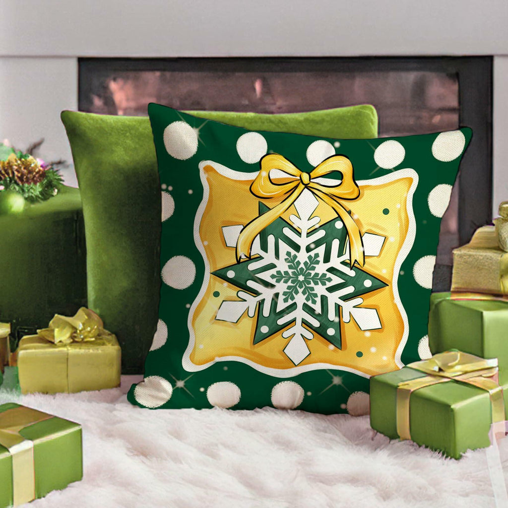 Fahrendom 4-Pack 16x16 Red Green Xmas Tree Snowflake Outdoor Pillow Covers