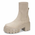 FITORY Women's Chelsea Ankle Boots Tan Size 11 Lightweight Chunky Heel