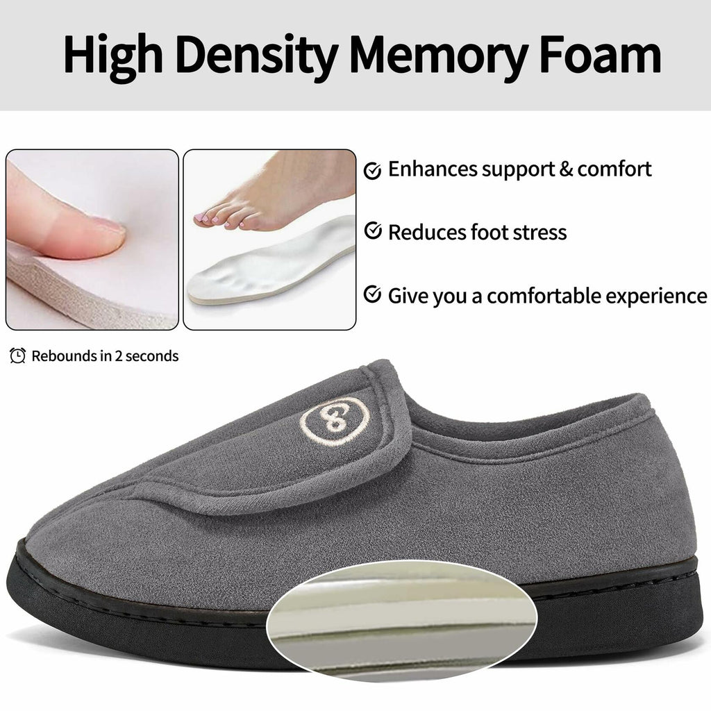 HARENCE Women's Slippers Memory Foam Fur Lined Closed Back Size 38/39
