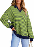 AlvaQ Women's Oversized Black Sweatshirt Large V Neck Long Sleeve 2024