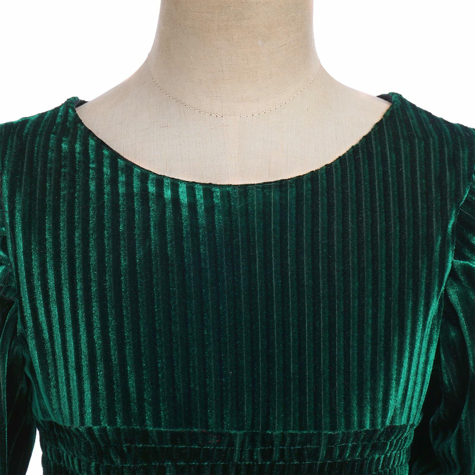 IMEKIS Toddler Velvet Christmas Dress Dark Green Long Sleeve Size 2-3T
