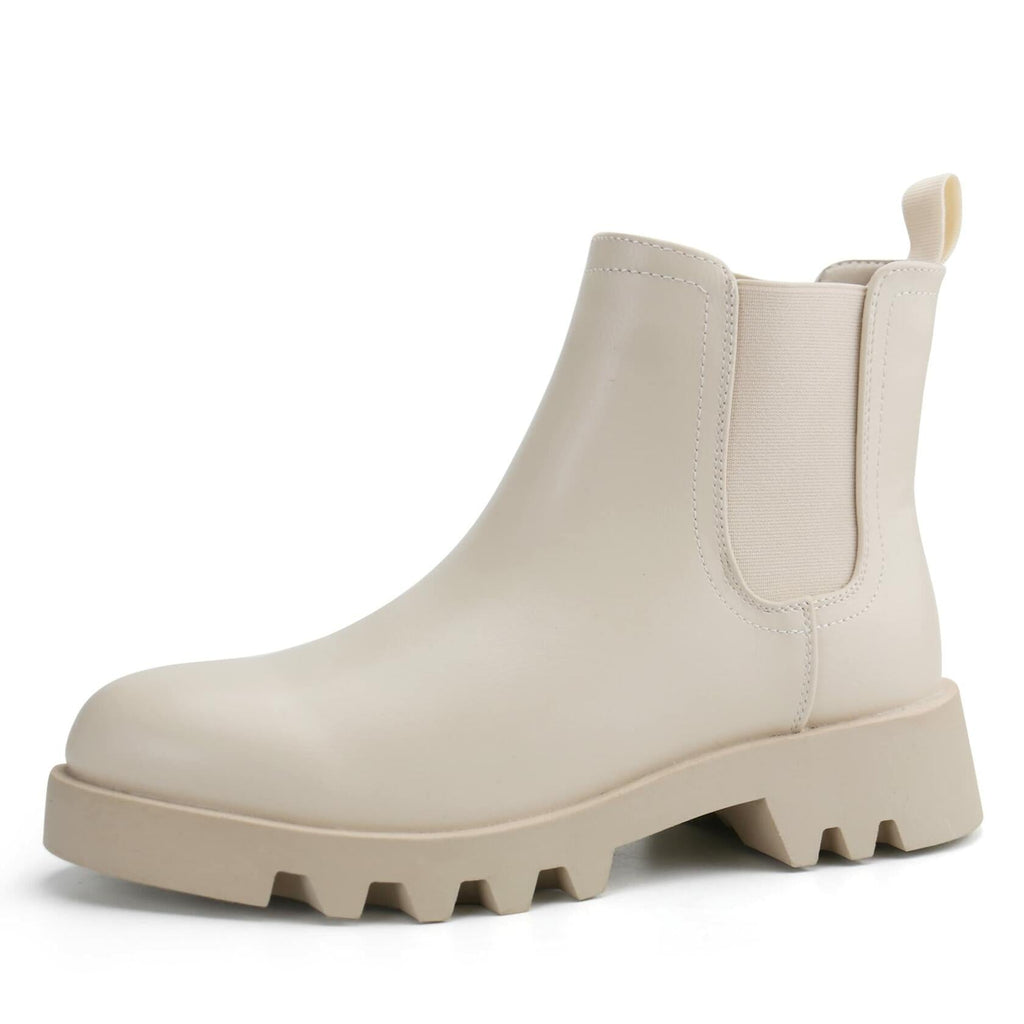 firelli Women Ankle Booties Chelsea Combat Slip On Winter Boots 7W Ivory