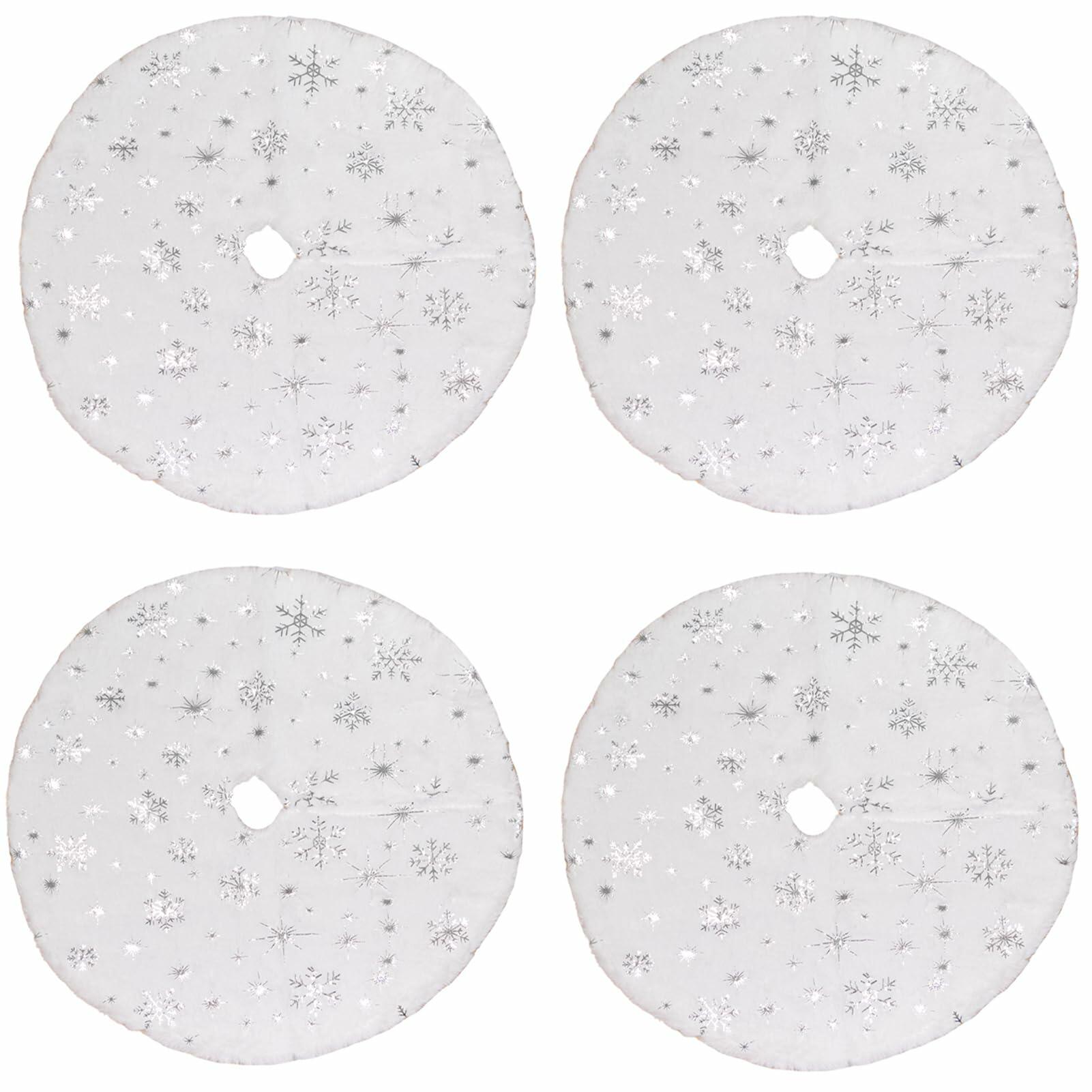 4pcs 15" Christmas Tree Skirt Set Mini Holiday Decoration