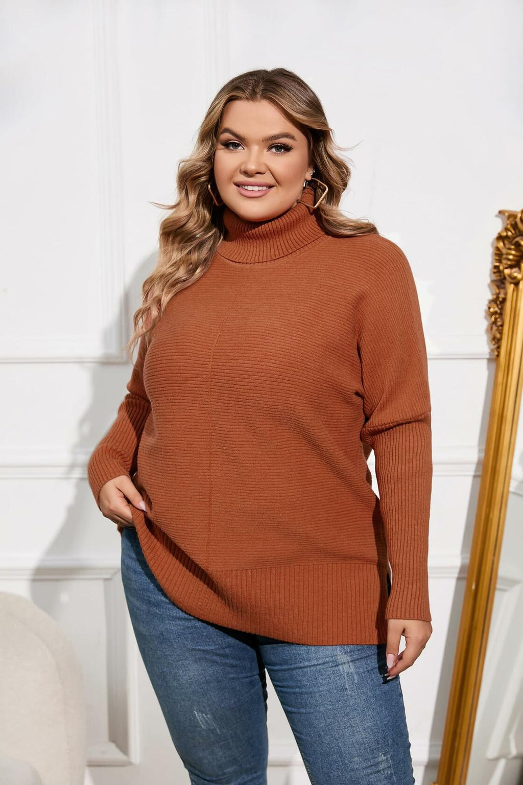 Hanna Nikole Women's Pullover Sweater Chunky Knit Loose Fit Size 18 Orange