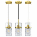 RAINLIGHTING 3 Pack Kitchen Island Pendant Light Clear Glass Brushed Bronze
