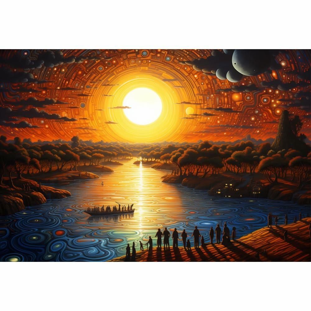MISITU 1000pcs Jigsaw Puzzle The Sun Rising Challenging 10.24x14.96in